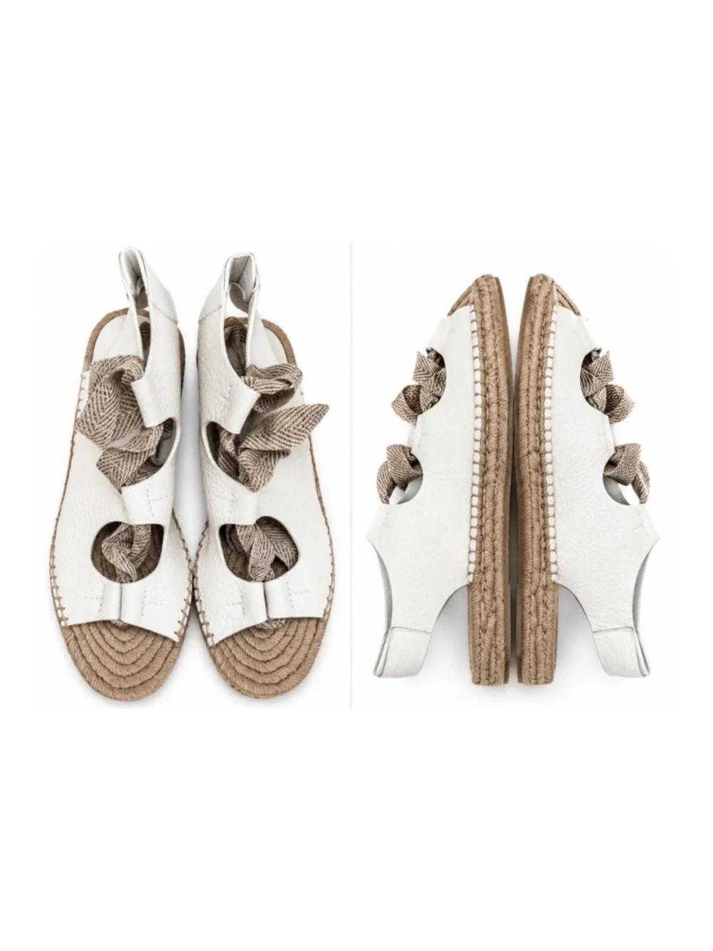 NWT Women's Pedro Garcia Otelia Wedge Sandal in White and Beige Crème Cervo 38.5